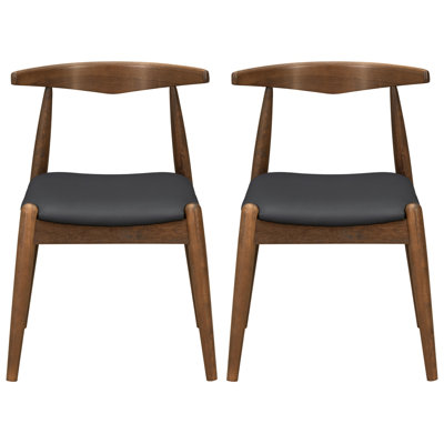 Set of 2 Leather Dining Chairs with sturdy legs