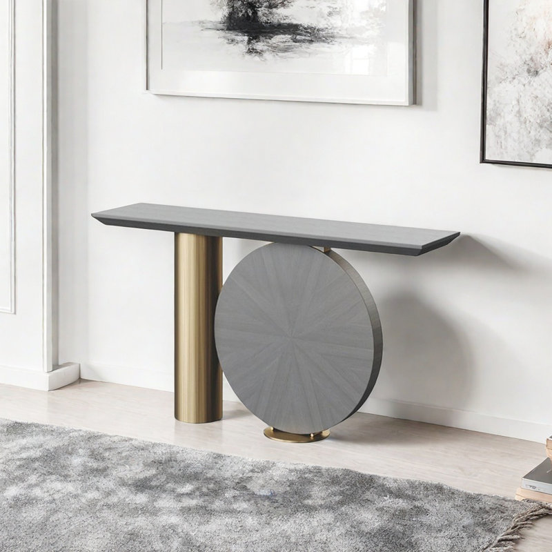 Console Modern Luxury Art, H 30,71 po x l 47,24 po x P 13,78 po, Doré, Gris