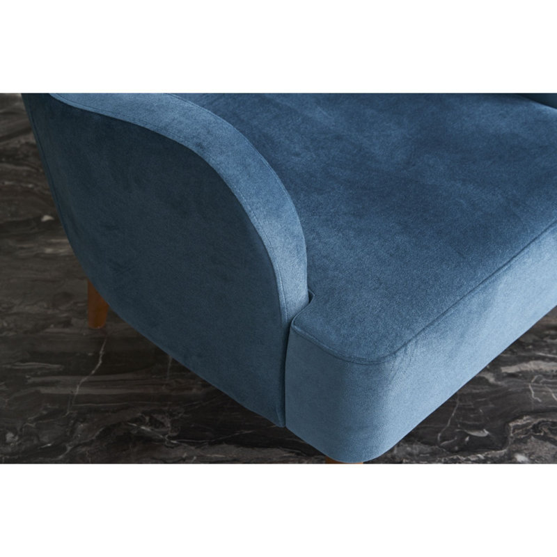 Fauteuil en velours l 31,5 po Truet, Bleu