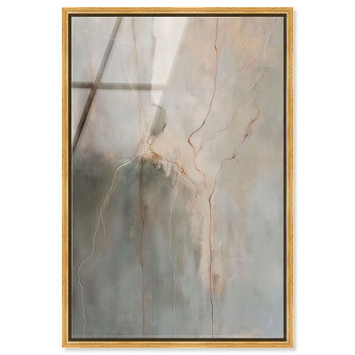 Art mural abstrait en verre ultrabrillant encadré Fiery Traces II par Art Remedy, cadre doré, 24 x 36
