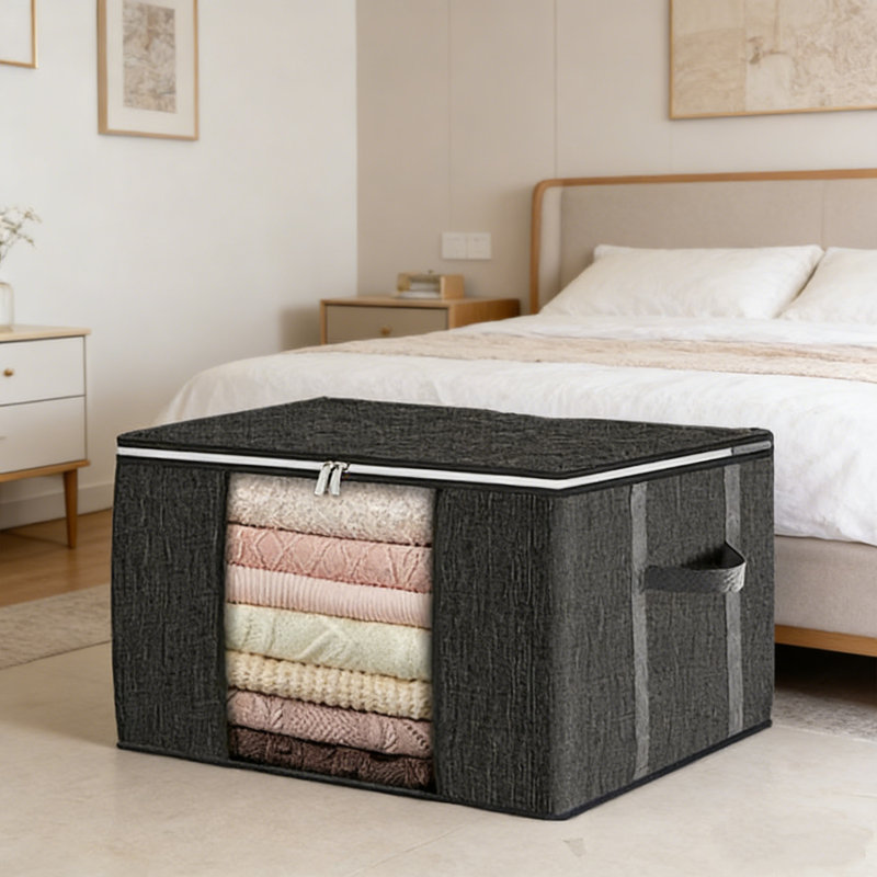 Sac de rangement plié 90 l non tissé 90 po, Noir