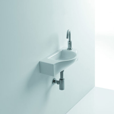 WS Bath Collections 9.8'' Glossy White Ceramic Specialty Bathroom Sink with Overflow