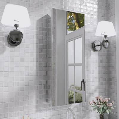 Rectangular Recessed Or Wall Mount Aluminum Frameless Medicine Cabinet Mirror With Adjustable Glass Shelves