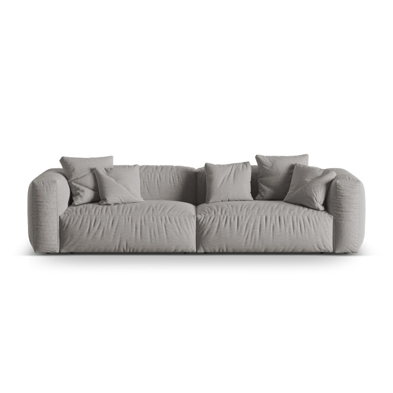 Carlens 4 Seater Sofa, Structured Fabric, 4, Light Grey