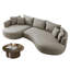Canapé modulaire en cuir courbé de 128 po avec méridienne et 7 coussins-1191290800-1191290805