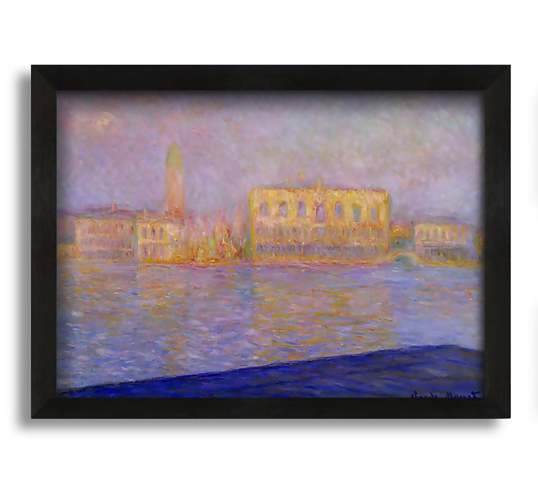 Gerahmtes Leinwandbild Monet The Doges Palace Sunset von Claude Monet