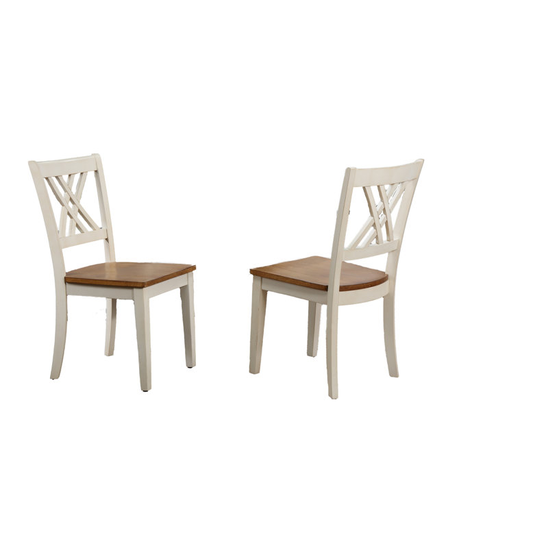 Double X-Back Solid Wood DIning Chair in Caramel Biscotti, Caramel/Biscotti