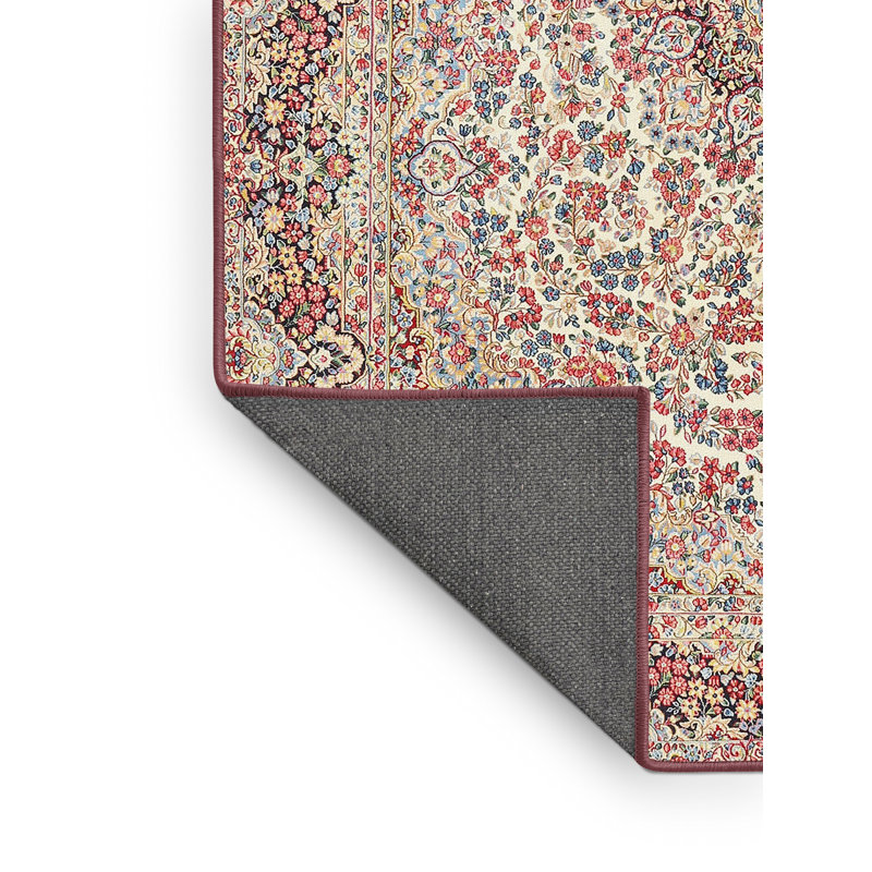 Tapis beige/gris/rouge traditionnel Xavieyah, Rectangle 5 pi x 7 pi