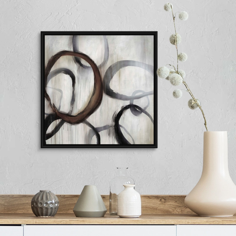 Cirque II par Rikki Drotar - reproduction d'art sur toile, H 18 po x l 18 po x P 1,75 po, Cadre flottant noir