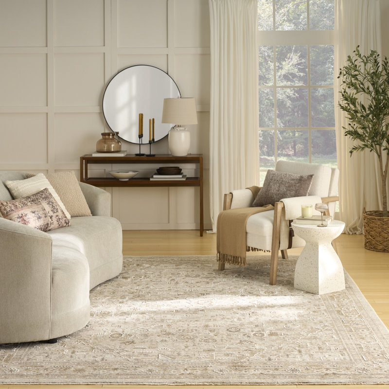 Hemington 7'10" x 10' Beige Vintage Indoor Rug, Rectangle 5'3" x 7'6"