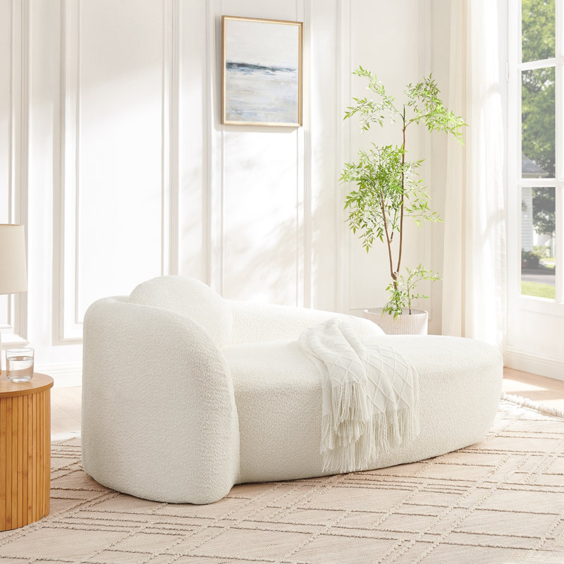 Chaise longue avec accoudoirs latéraux et coussin, Beige
