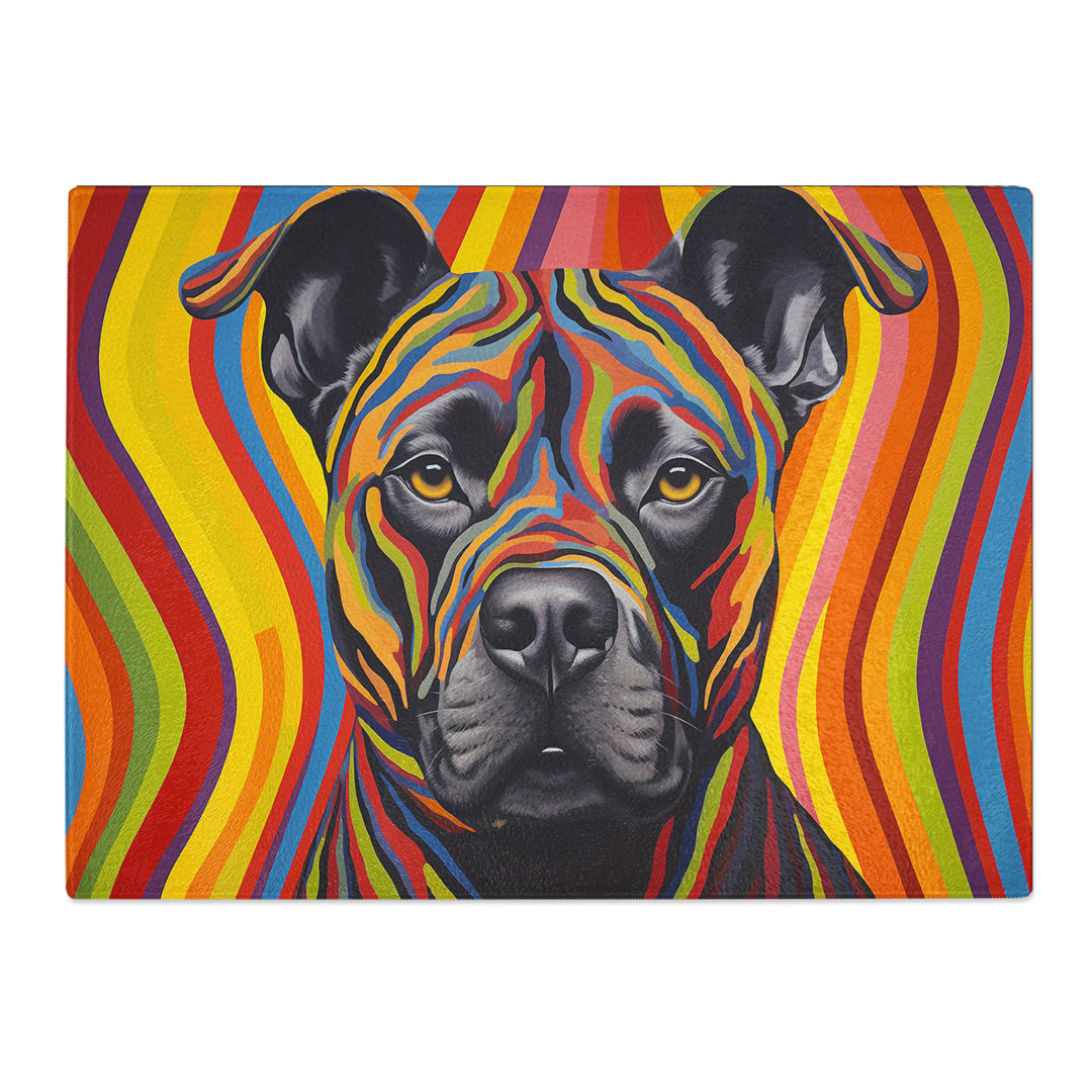 Staffordshire Bull Terrier Op Art  Glass Chopping Board