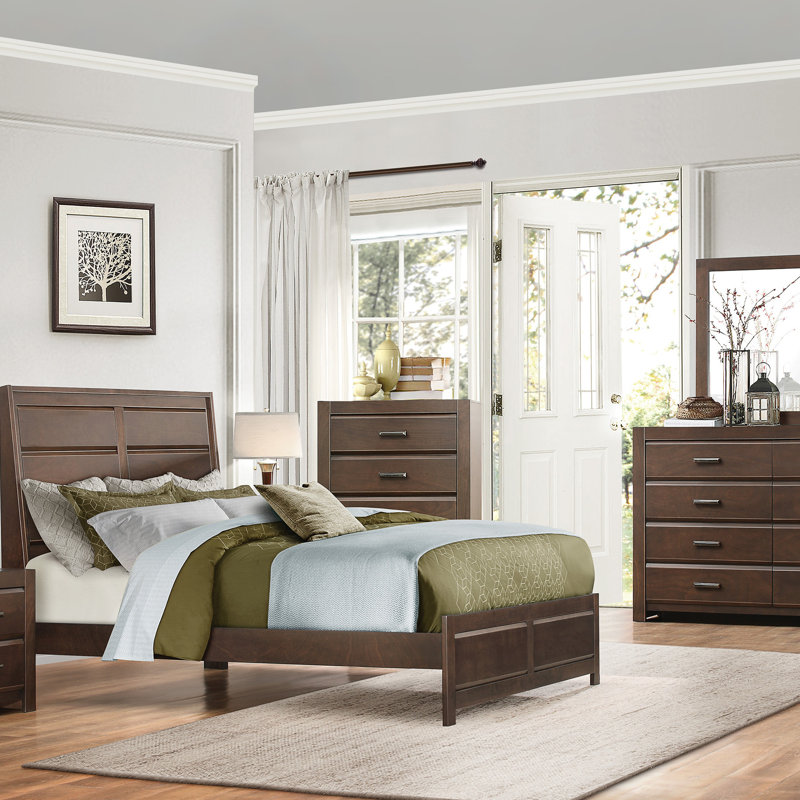 Mobilier de chambre à coucher de style contemporain avec très grand lit espresso et finition bois 1pc