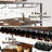 Floor Wine Bottle & Glass Rack in Rustic Brown