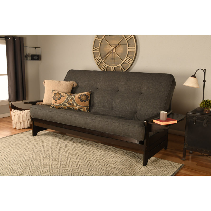 Futon large 86 po et matelas 6000 Stratford Stratford, 100 % polyester - gris anthracite, À ressorts, Espresso