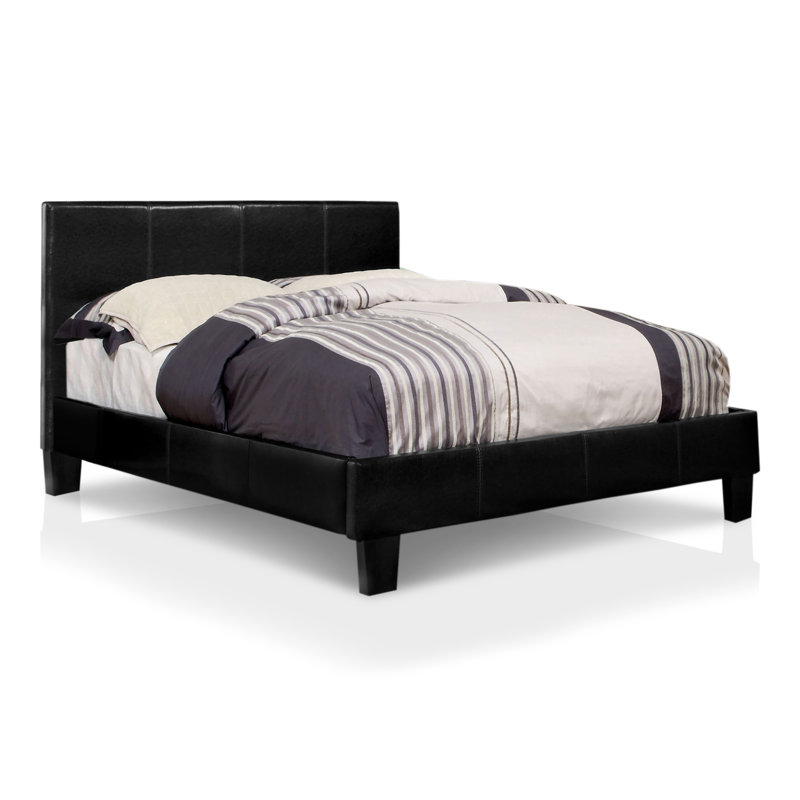 Keilianys Upholstered Low Profile Platform Bed, King, Espresso