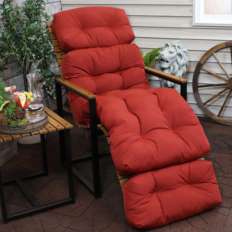 23" x 75" Tufted Chaise Lounge Chair Cushion - Red, Red