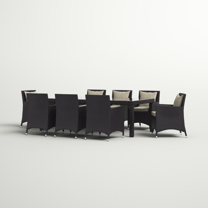 Modway Convene 9 Piece Dining Set, 114" L x 39.5" W, Beige