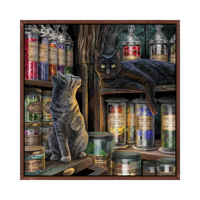 Magical Emporium by Lisa Parker - Print on Canvas, 45.72 cm H x 45.72 cm W, Classic Brown Wood Framed Canvas