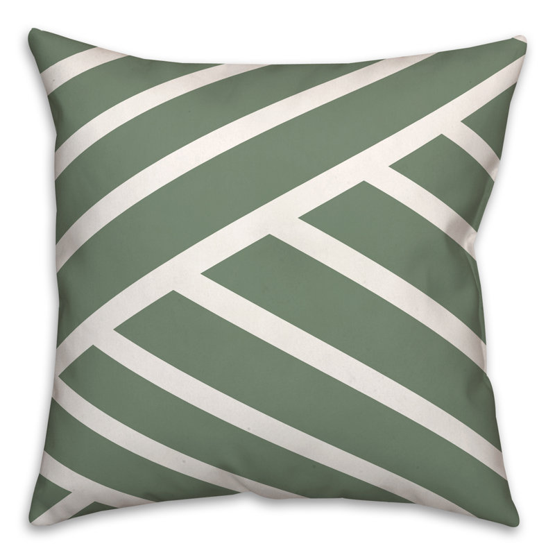 Housse et insert de coussin d'extérieur carré à rayures diagonales 5, 20 po x 20 po, Vert