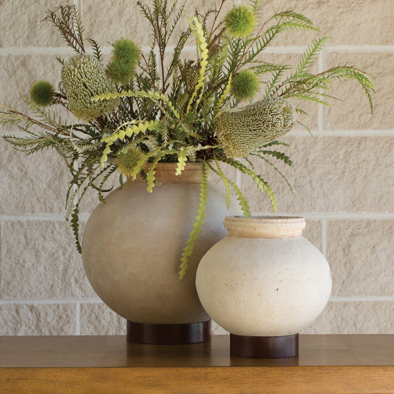 Desert Water Pot w/Iron Base, 13.5" H x 13.5" W x 13.5" D