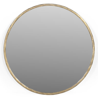 Nyra 24" Round Mirror With A Modern Hand-forged Iron Frame In Brass Finish