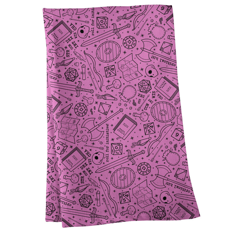 Serviette à thé classique à motif rpg Mcguigan, Polyester sergé, Rose / Noir