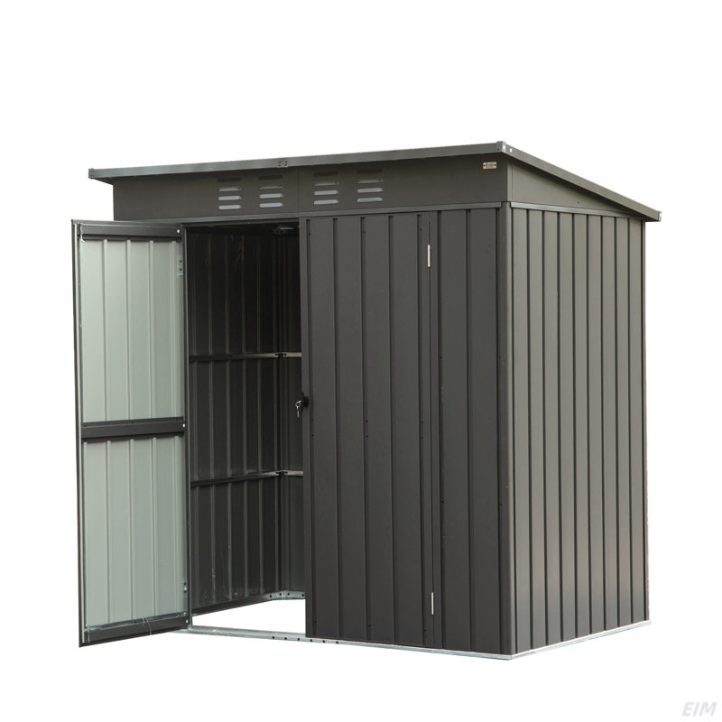 Outdoor Storage Shed, Metal Tool Sheds Storage House With Lockable Double Door, Large Bike Shed Waterproof, Dark Gray