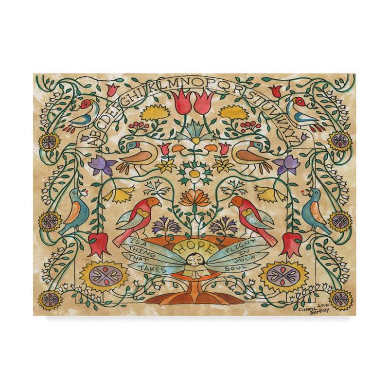 «Hope and Birds» par Cheryl Bartley - reproduction d'art sur toile tendue, H 18 po x l 24 po x P 2 po
