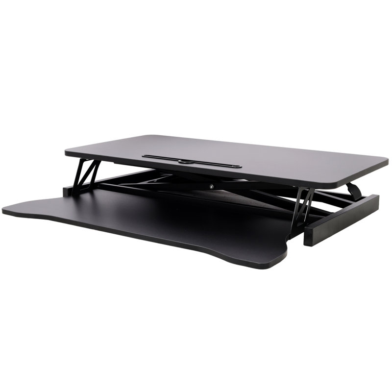 Bureau debout réglable avec plateau pour clavier, cadre ergonomique en MDF + acier, noir - parfait pour la maison et le bureau