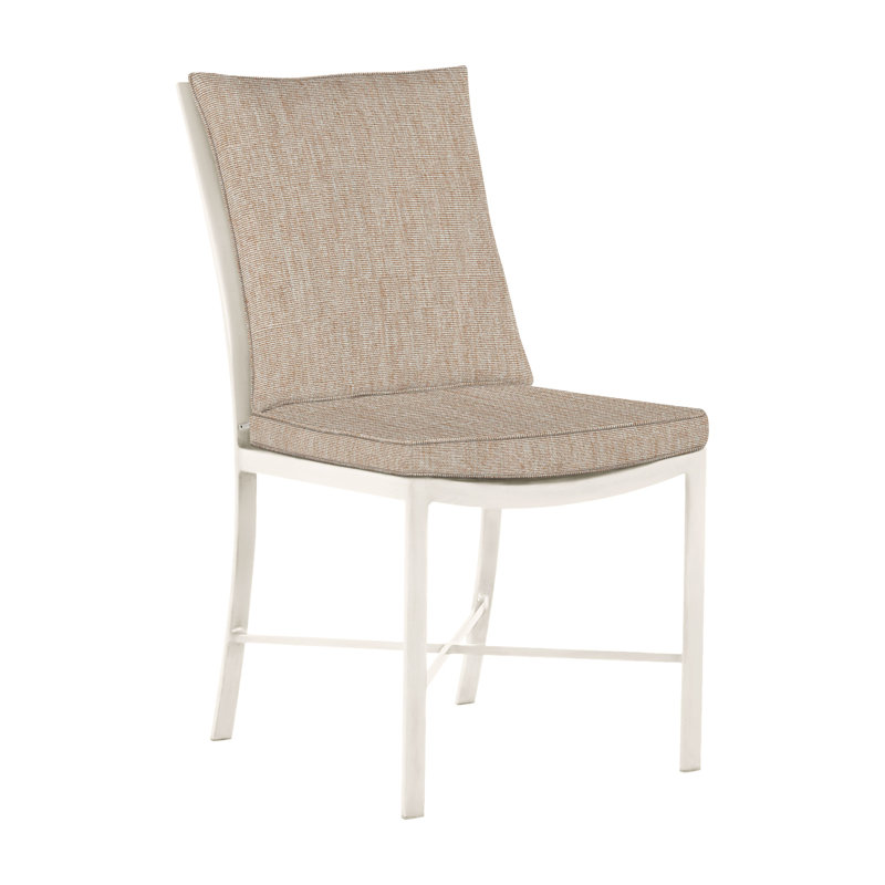 Monaco Patio Dining Side Chair with Cushions, Slate Gray, Canvas Sand, Welt