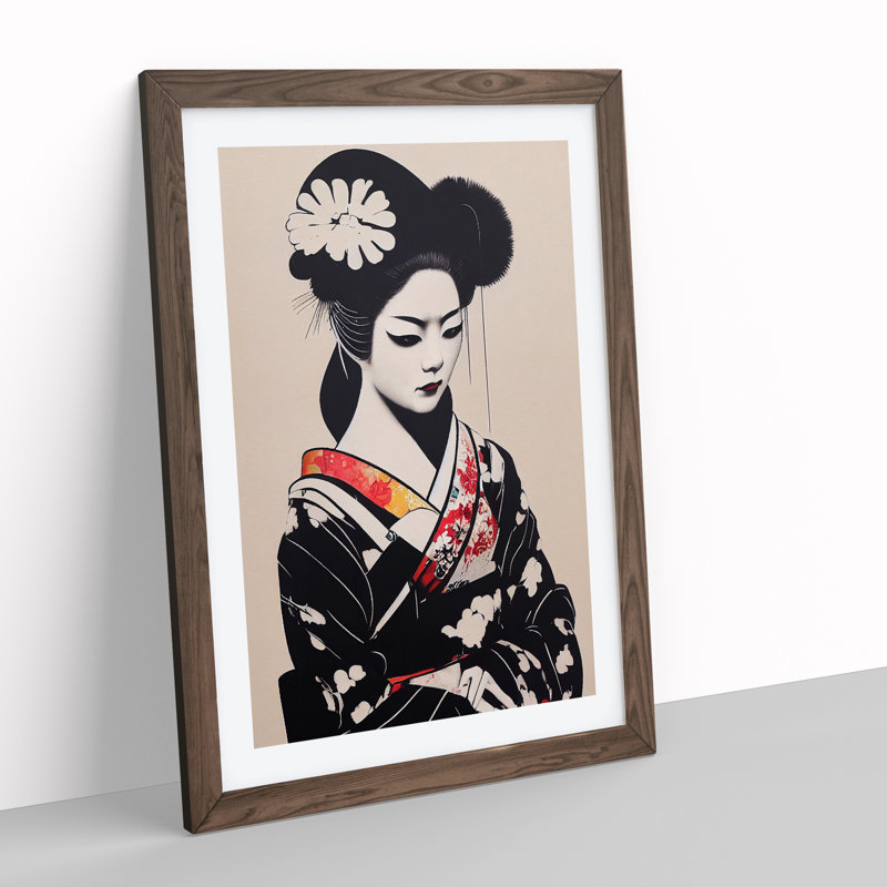 Contemporary Geisha No.2 1 Piece Single Picture Frame Wall Art, 64cm H x 46cm W x 2cm D, Walnut