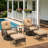 5-Piece Outdoor Patio Furniture Set With Swivel Rocking Chairs, Ottomans And Glass Coffee Table-923873729