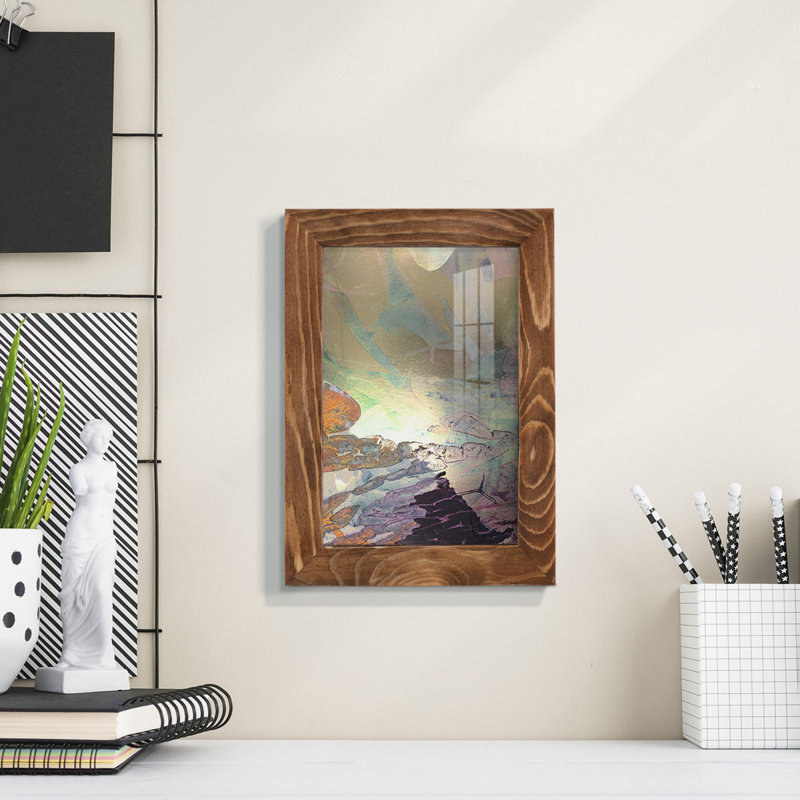 Paysage de Monet, impression encadrée sur papier, H 6 po x l 4 po x P 1 po, Noyer