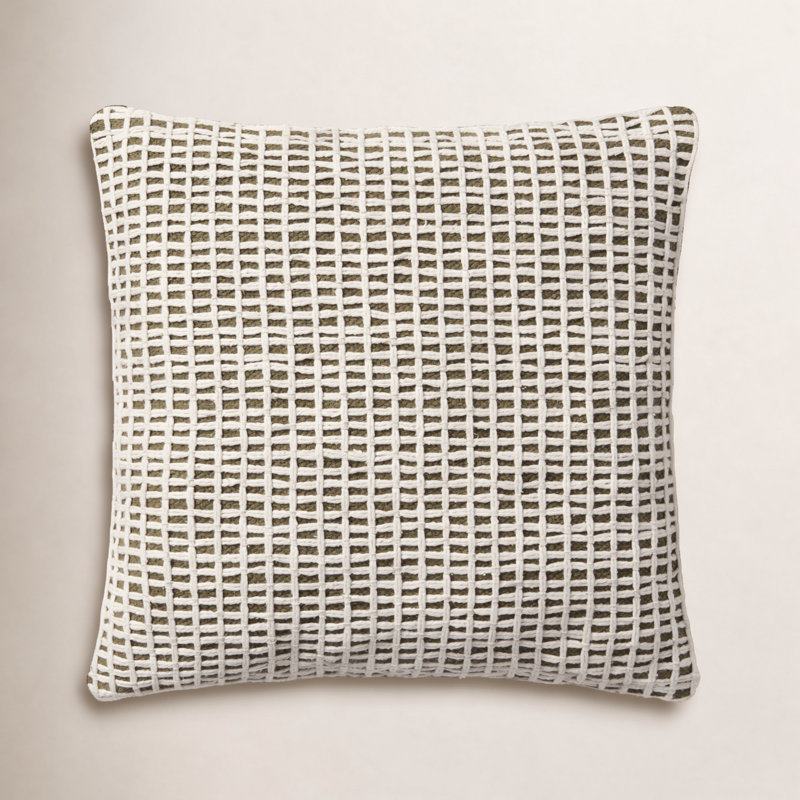 Strasbourg Plaid Cotton Blend Reversible Throw Pillow, Pillow Cover Only - No Insert, Green/Ivory