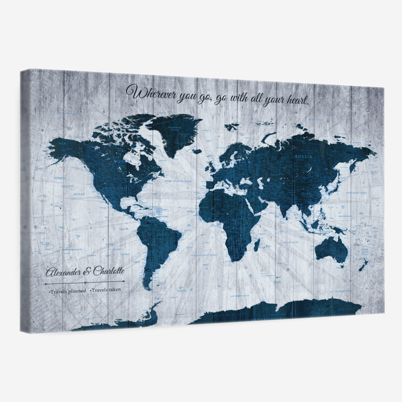 Carte du monde personnalisée à punaises II, H 16 po x l 24 po, Oui