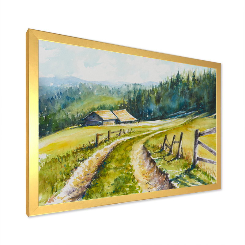 «Going to the Farm», reproduction sur toile encadrée, H 12 po x l 20 po x P 1 po, Cadre photo doré