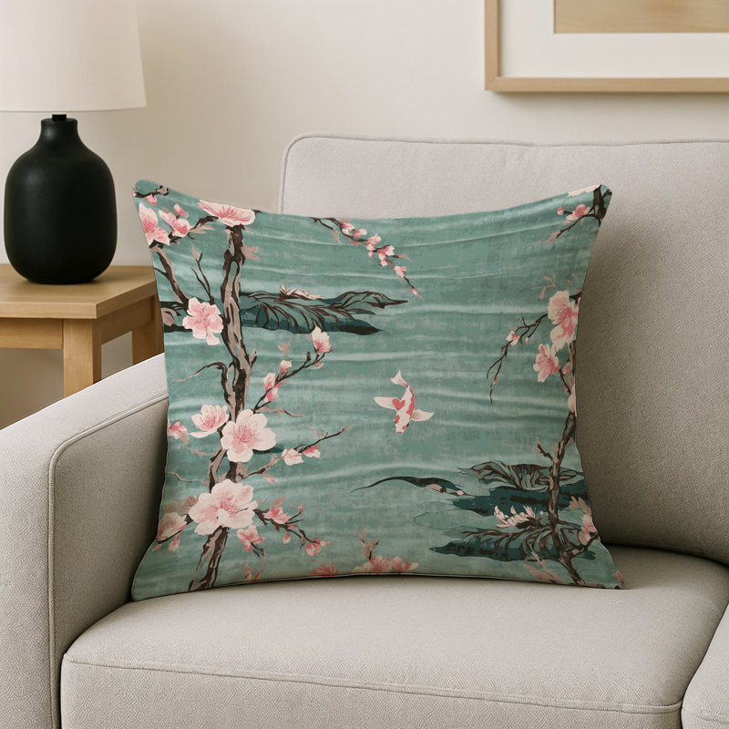 Coussin décoratif intérieur et extérieur Modern, Gris floral 4, Carré 18 po