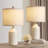 21” White Carved Ceramic Lamp(Set Of 2)
