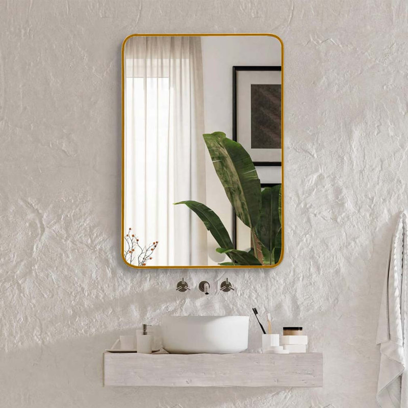 Miroir mural mural 22 po x 30 po pour salle de bain, Doré, 30 po x 22 po 