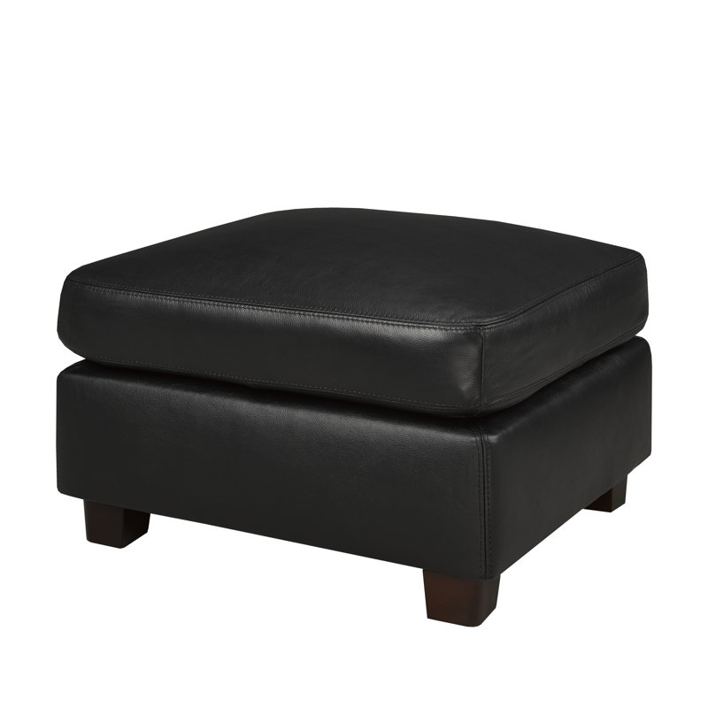 Repose-pieds en cuir véritable 29 po Davontai, Corbeau
