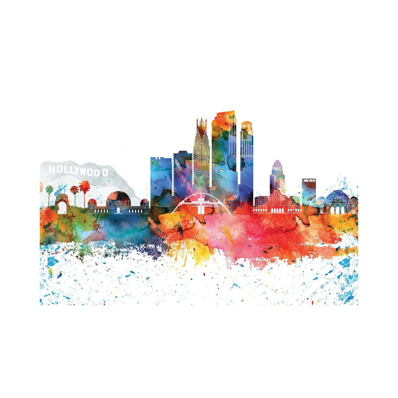 Los Angeles Skyline by WallDecorAddict - Wrapped Canvas Gallery-Wrapped Canvas Giclée, 152.5 cm H x 101.5 cm W