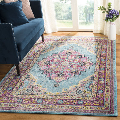 Katie Oriental Aqua/Purple Area Rug