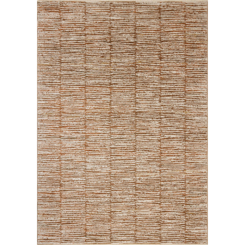 Loloi Nellie Terracotta / Ivory Area Rug, Rectangle 6'3" x 9'6"