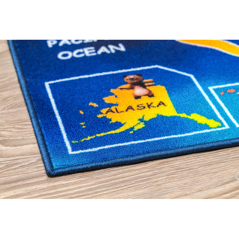 Tapis Furnish my Place 762 USA Map HD USA Map for Childrens | Salle de jeux | Chambre et salle de classe | Tapis de jeu lavable | Tapis de sol | Multicolore