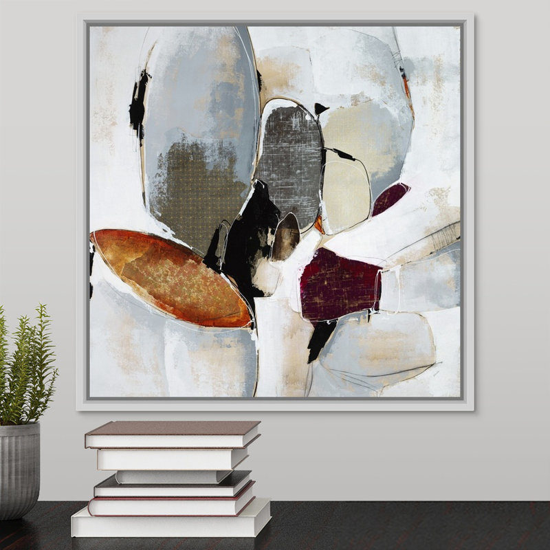 «Lost in the Moment», peinture sur toile, H 37,7 po x l 37,7 po x P 1,75 po, Cadre flottant blanc