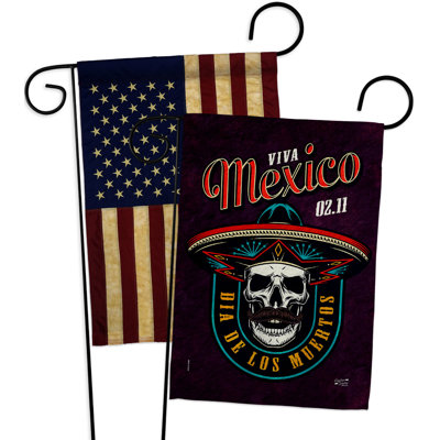 Drapeau de jardin en polyester 19 x 13 po Viva Mexico