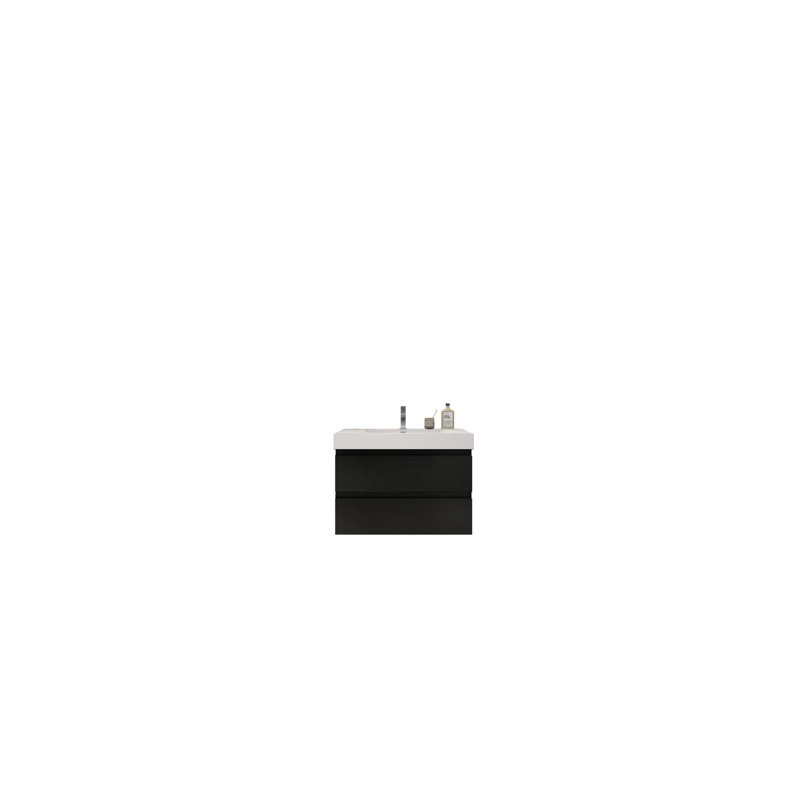 Leni 35.5'' Single Bathroom Vanity with Acrylic Top, Black