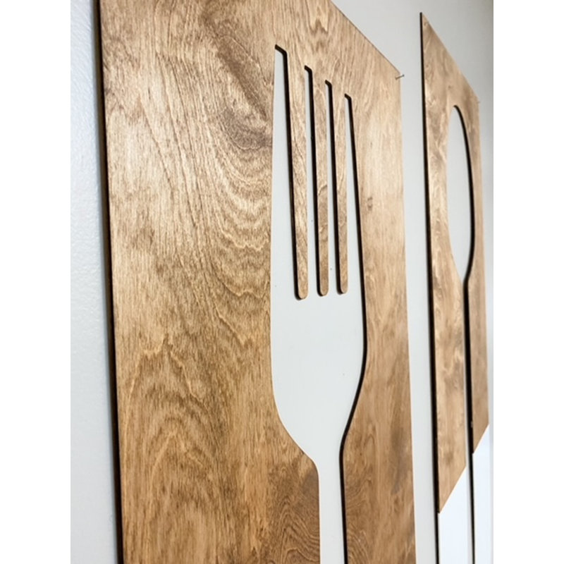 Ensemble de 2 décorations murales fourchette et cuillère 2 pièces, Blanc