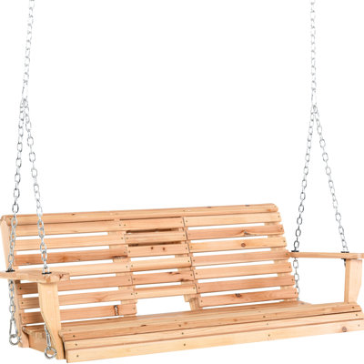 2-3 Person Porch Swing Bench, Folding Coffee Table, 440lbs Capacity, Wooden, Outdoor Water-, Wooden Construction, Backyard